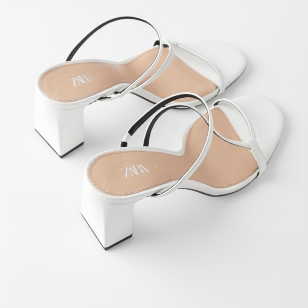 Zara heeled mules with assymetrical straps